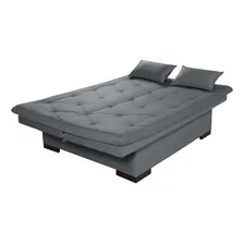 Essencial Estofados Sofá Cama Bau Reclinável Em Suede + Duas Banquetas Rub Cor Cinza Foto mini 4