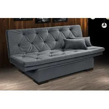 Essencial Estofados Sofá Cama Bau Reclinável Em Suede + Duas Banquetas Rub Cor Cinza Foto mini 2
