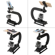 Estabilizador Câmera Dslr Celular Kit Filmagem Luz Microfone Cor Preto Foto mini 4