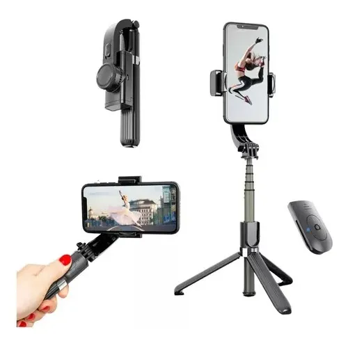 Estabilizador Para Celular 2 Em 1 Estabilizador E Tripé L08 Cor Preto Foto 1