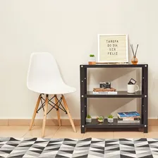 Estante 3 Prateleiras Bandejas Multiuso Baixa Reforçada Cor Preto Foto mini 4