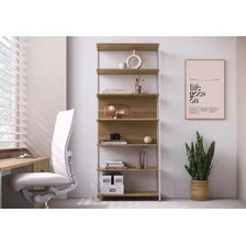 Estante 7 Prateleiras 211,5cm Home Office Nogal/branco Foto mini 1