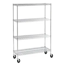 Estante Aço Cromado 5 Prateleiras Rack Organizadora C/ Rodas Cor Prateado Foto mini 4