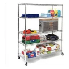 Estante Aço Cromado 5 Prateleiras Rack Organizadora C/ Rodas Cor Prateado Foto mini  3