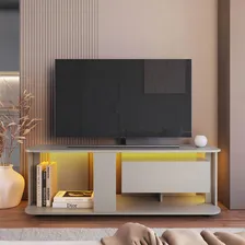 Estante Baixa Rack Tv Até 55 135x45x47cm Gaveta Iluminação Foto mini  3