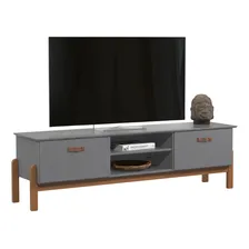 Estante Bancada Prateleira Suporte Rack Sala Sonetto Vivare Cinza Para Tv Foto mini 1