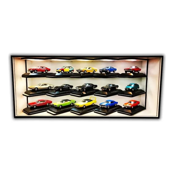 Estante Expositor Miniaturas 1:43 15 Nichos Diagonal Com Led Foto 1
