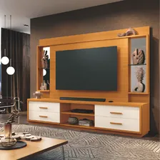 Estante Home Theater Espelho E Vidro Tv 75 Polegadas 2,40m Cor Madeir/off Foto mini 2