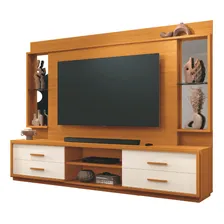 Estante Home Theater Espelho E Vidro Tv 75 Polegadas 2,40m Cor Madeir/off Foto mini 1