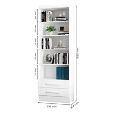 Estante Livreiro 2 Gavetas E 5 Prateleiras Fancy Q01 Branco Foto mini 3