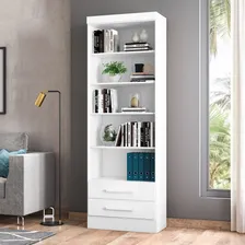 Estante Livreiro 2 Gavetas E 5 Prateleiras Fancy Q01 Branco Foto mini 2