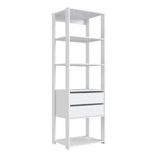 Estante Livreiro 4 Prateleiras E 2 Gavetas Branco 60x45x183c Foto mini 1
