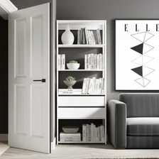 Estante Livreiro 4 Prateleiras E 2 Gavetas Branco 60x45x183c Foto  mini 1