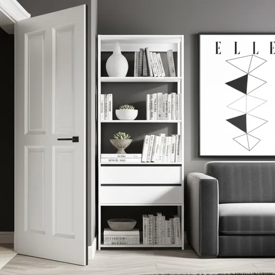 Estante Livreiro 4 Prateleiras E 2 Gavetas Branco 60x45x183c Foto 1