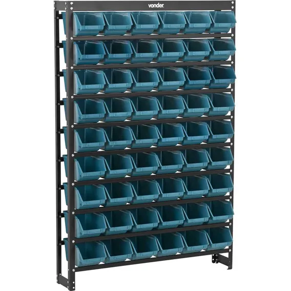 Estante Metálica Com Gavetas 54/5 Azul - Vonder Cor Preto E Azul Foto 1
