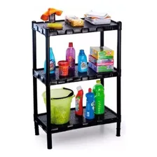 Estante Plástica Agraplast Modular Organizadora Preta 3 Prateleiras Kit 02 Peças Foto  mini 1