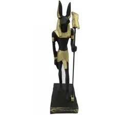 Estátua Anubis Egipcio 16cm Em Resina Cor Preto Com Dourado Foto  mini 1