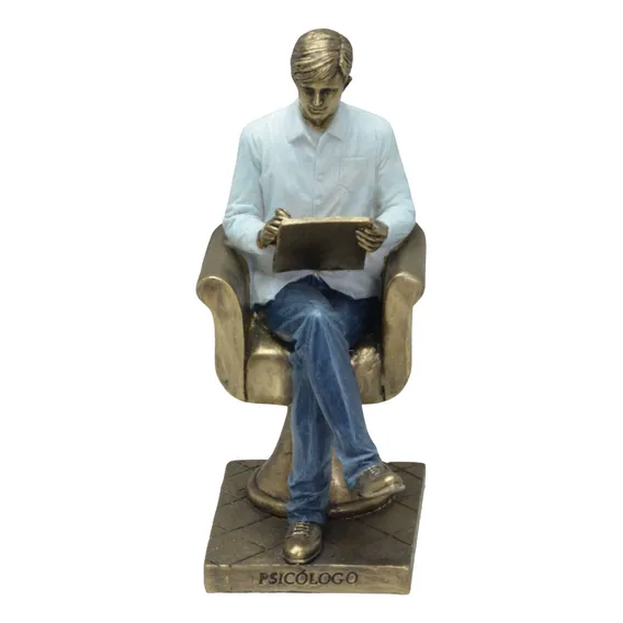 Estátua Boneco Profissão Psicólogo Em Resina 20,5 Cm Cor Dourado-escuro Foto 1