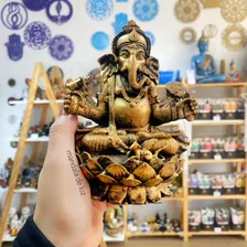 Estátua Buda + Estátua Ganesha Flor Lotus Dourado 15cm 081 Foto mini 4