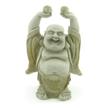 Estátua Buda Rindo Com Bola Cor Cimento Resina 10 Cm Foto mini 1