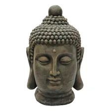 Estátua Cabeça De Buda M Em Cimento Alt:44cm X Larg:26cm Cor Verde Old Stone Foto mini 1