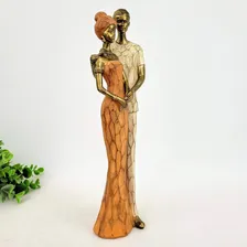 Estátua Casal Africano 30cm Resina Decoração Inigual Foto mini 4