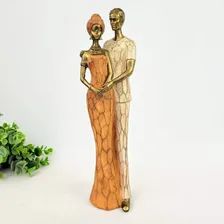 Estátua Casal Africano 30cm Resina Decoração Inigual Foto mini 2