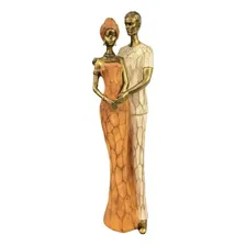 Estátua Casal Africano 30cm Resina Decoração Inigual Foto mini 1