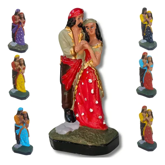 Estatua Casal Ciganos Imagem Umbanda Religião Espiritual Cor Variada Foto 1