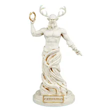 Estatua Deus Cernuno Celta Wicca - Estatueta Cernunnos Cor Cor Mármore Dourado Foto mini 1