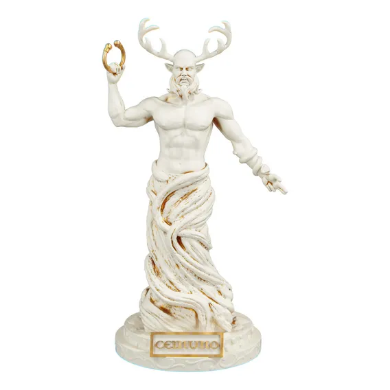Estatua Deus Cernuno Celta Wicca - Estatueta Cernunnos Cor Cor Mármore Dourado Foto 1