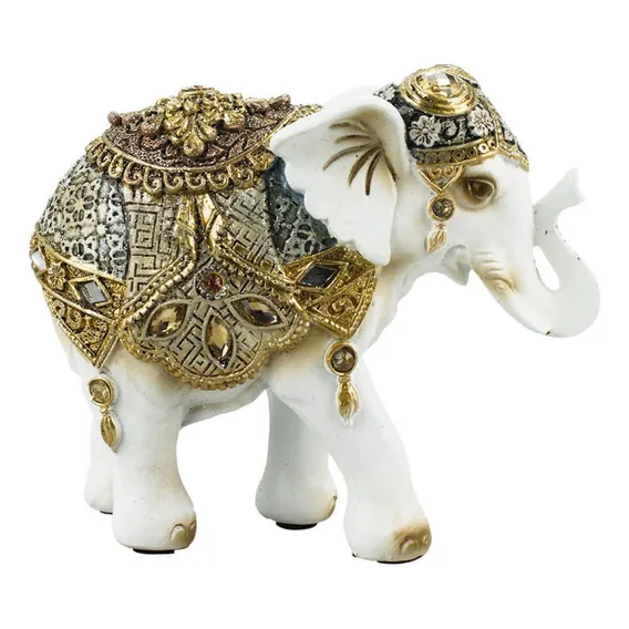 Estátua Elefante Branco 11cm Resina Animais Foto 1
