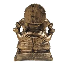 Estátua Ganesha Com Base Decoração Enfeite Em Resina Cor Dourado Foto mini 3