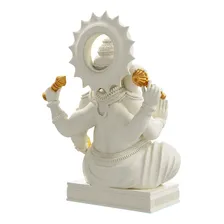 Estátua Ganesha Deus Hindu - Vighnaharta Cor Cor Mármore Dourado Foto mini  3