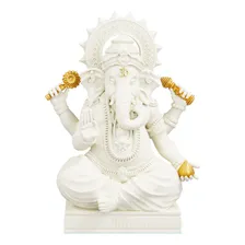Estátua Ganesha Deus Hindu - Vighnaharta Cor Cor Mármore Dourado Foto  mini 1