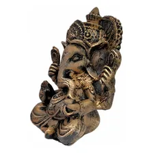 Estatua Ganesha Resina 19cm Marrom Prosperidade E Sabedoria Foto mini 2