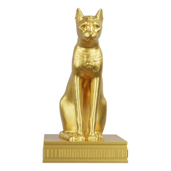 Estátua Gato Gayer Anderson Cor Cor Ouro Foto 1