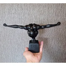Estátua Homem Fisiculturista Braços Abertos Resina Cor Preto Foto mini  3