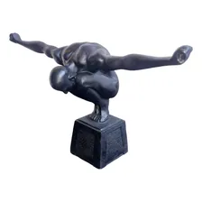Estátua Homem Fisiculturista Braços Abertos Resina Cor Preto Foto mini  2
