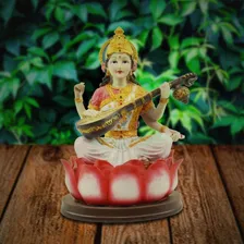 Estatua Imagem Saraswati Resina Deusa Artes 26cm Sarasvati Cor Vermelho Foto mini 2