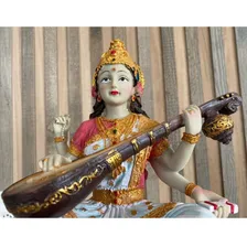Estatua Imagem Saraswati Resina Deusa Artes 26cm Sarasvati Cor Vermelho Foto mini 3