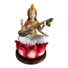 Estatua Imagem Saraswati Resina Deusa Artes 26cm Sarasvati Cor Vermelho Foto mini 1