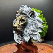 Estátua Leão Rosto - Decoração Busto Cor Dourado Foto mini 4