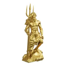 Estátua Poseidon Netuno - Deus Grego Estatueta Escultura Cor Cor Ouro Foto mini  2