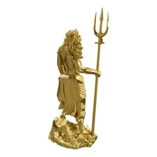 Estátua Poseidon Netuno - Deus Grego Estatueta Escultura Cor Cor Ouro Foto mini  3