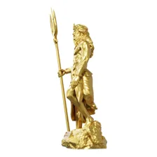 Estátua Poseidon Netuno - Deus Grego Estatueta Escultura Cor Cor Ouro Foto mini 4