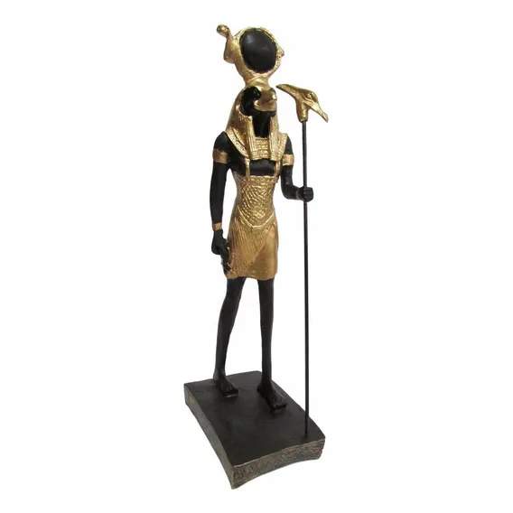 Estátua Ra Deus Egipcio 26cm Em Resina Cor Preto Foto 1