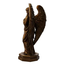 Estátua Religiosa Anjo Da Misericórdia - Arcanjo Cor Cor Cobre Antigo Foto mini 4