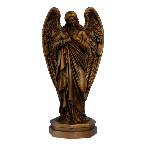 Estátua Religiosa Anjo Da Misericórdia - Arcanjo Cor Cor Cobre Antigo Foto 1