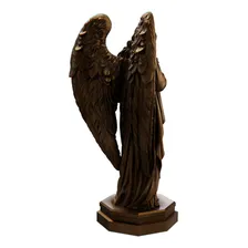 Estátua Religiosa Anjo Da Misericórdia - Arcanjo Cor Cor Cobre Antigo Foto mini 2